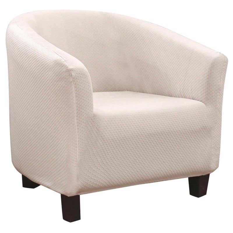 SearchI Club Chair Slipcover Stretch Barrel Chair Covers Jacquard Tub Chair Slipcovers Spandex Armchair Sofa Cover Removable Couch Furniture Protector Arm Chair Cover for Living Room(Fabric-Beige) - Image 1